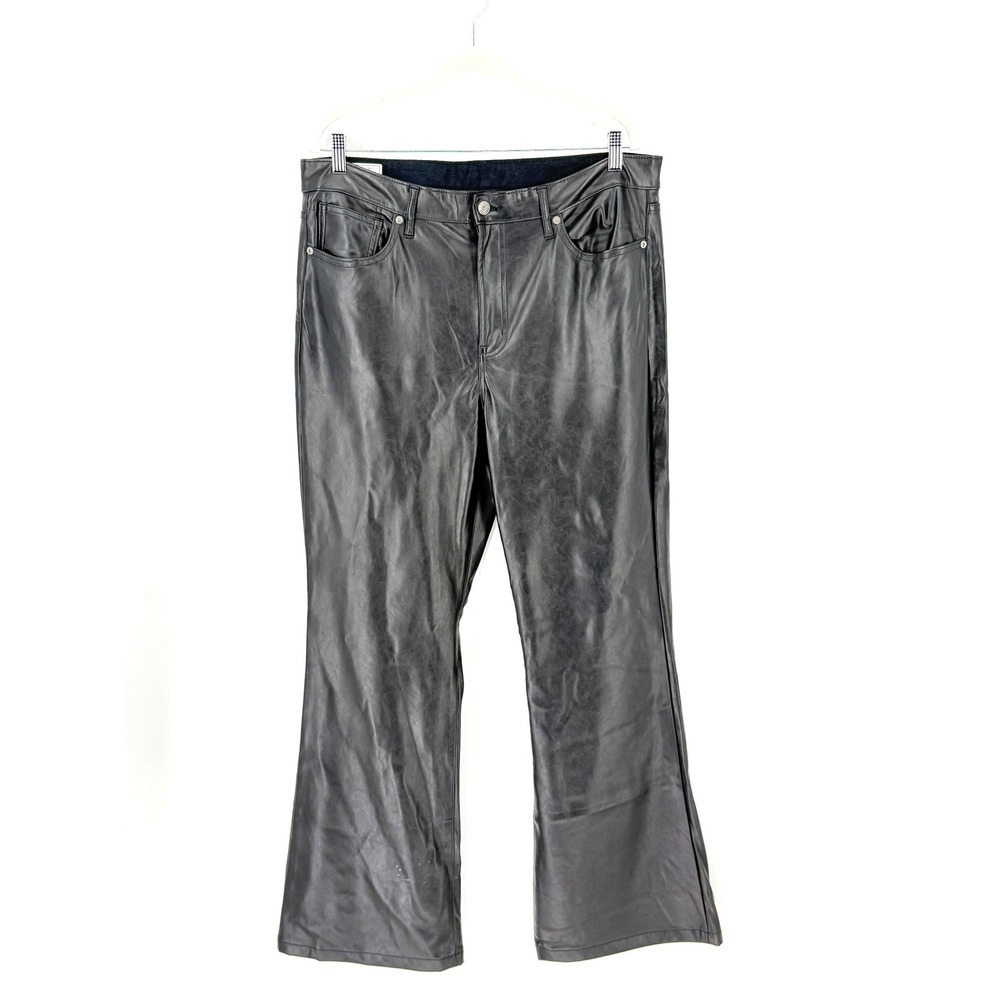 Gap Women Faux Leather Flare High Rise Pants Indie Sleaze Biker Retro Size 16